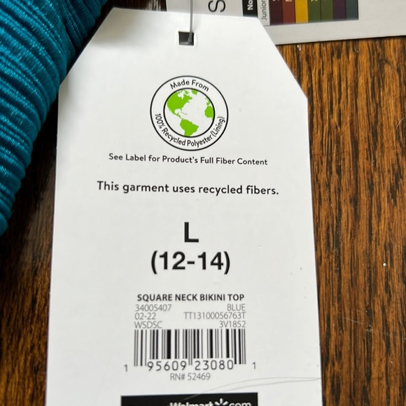 NEW WITH TAGS Tine and TRU Womens solid Variegated Rib Bikini Top Large L 12-14 - Picture 15 of 15